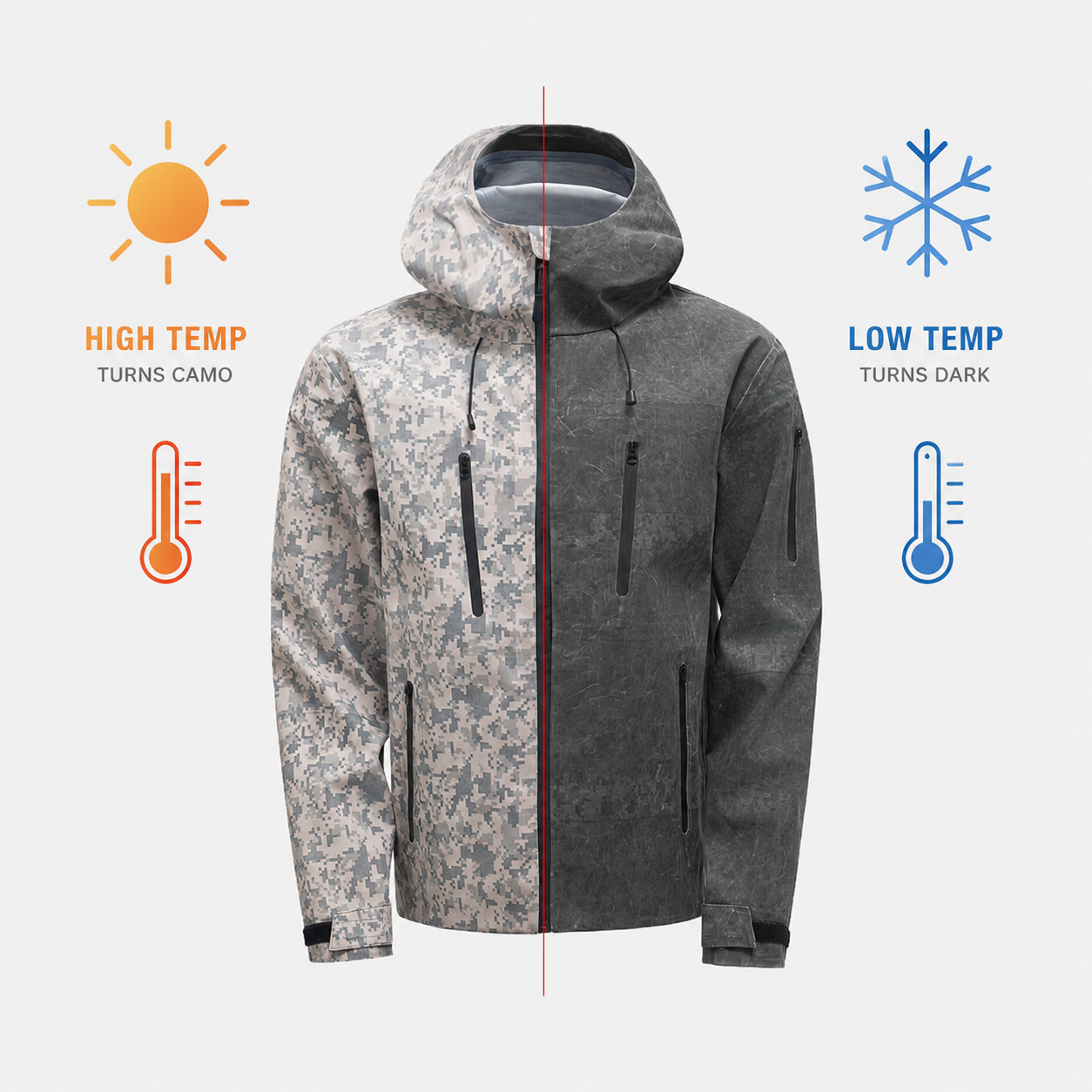 Thermal Reaction Color Changing Waterproof Jacket
