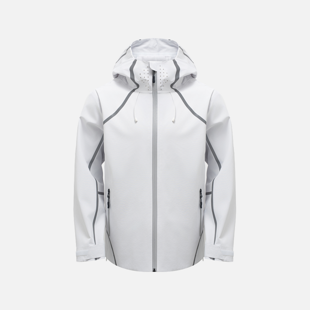 White Reflective Tape Waterproof Hooded Jacket