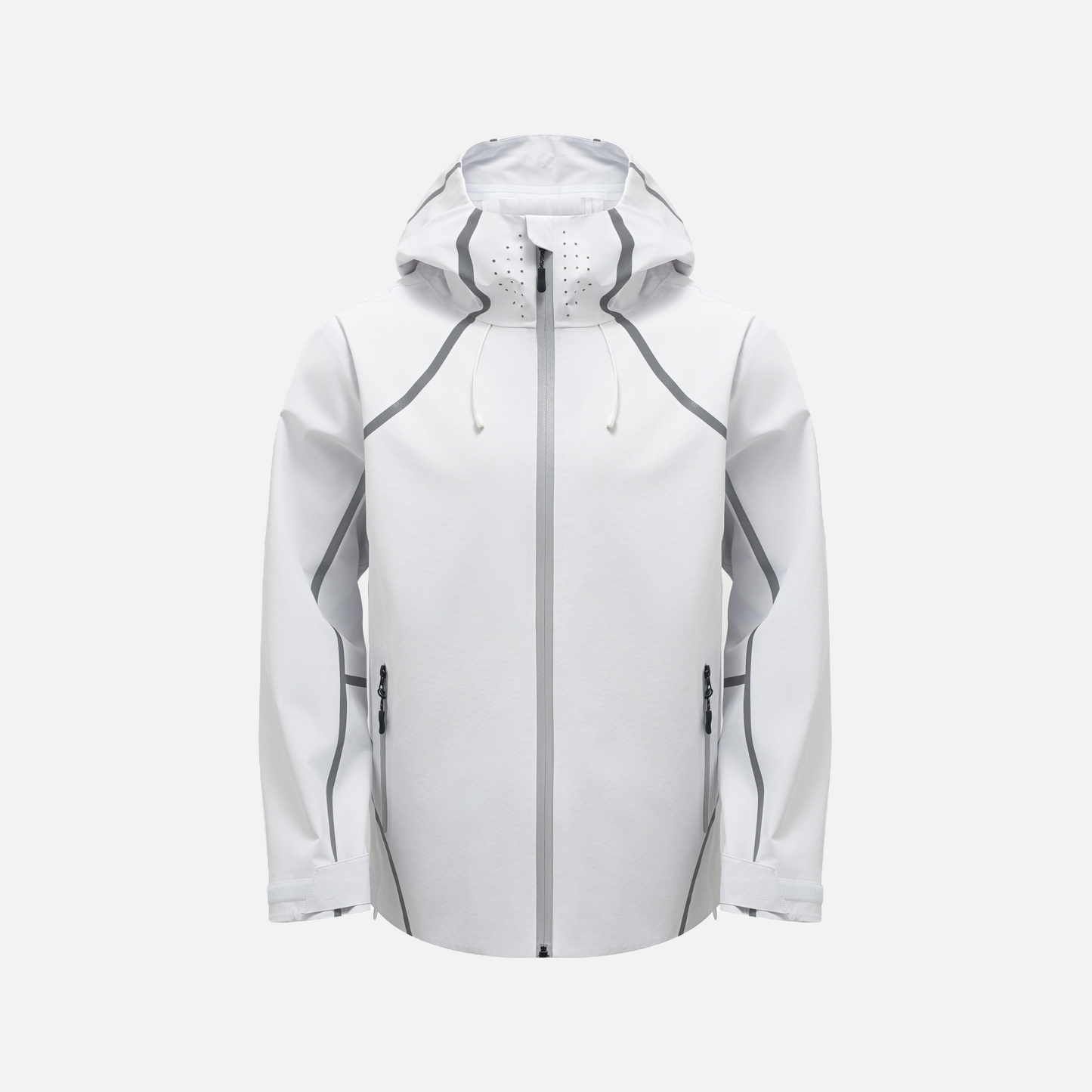 White Reflective Tape Waterproof Hooded Jacket