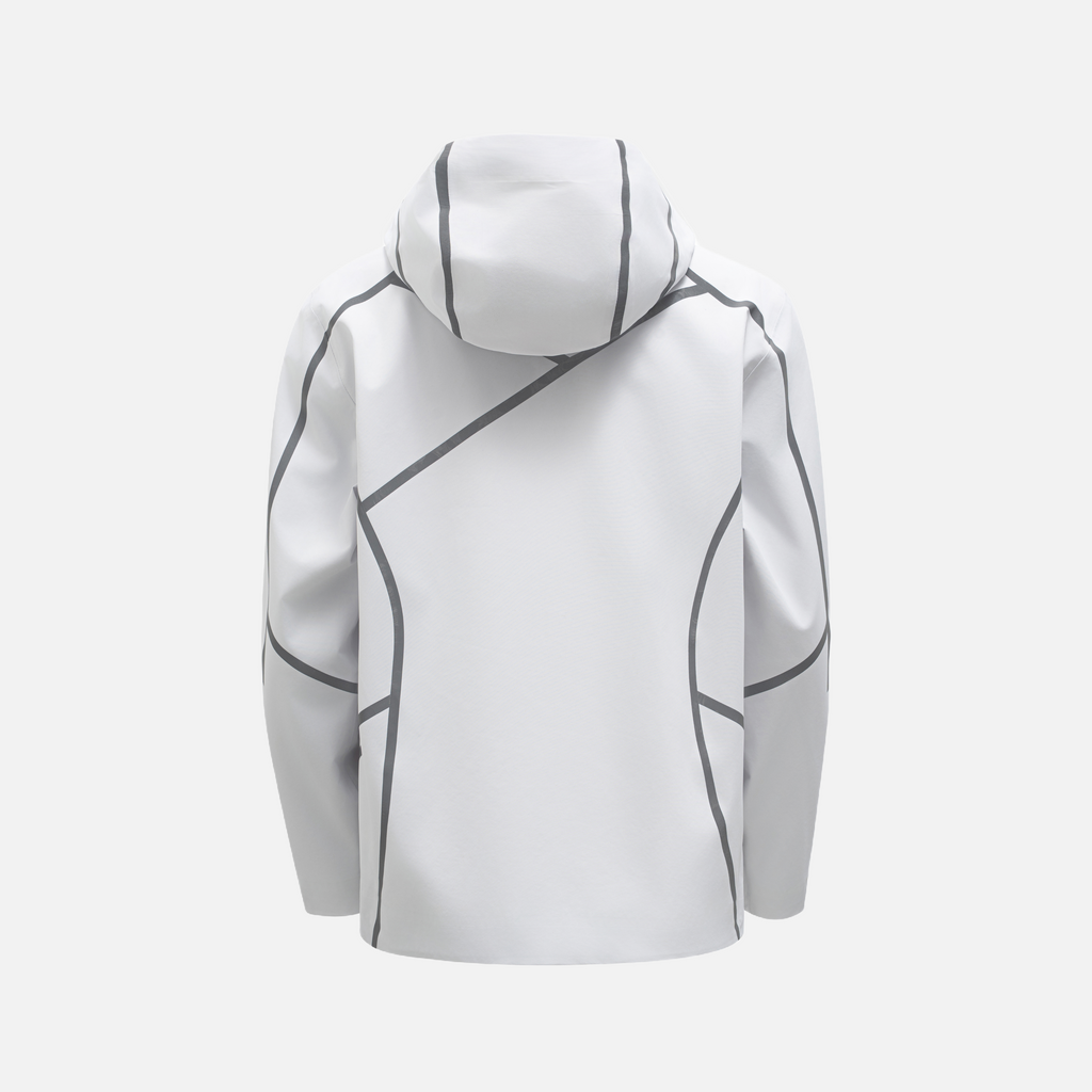 White Reflective Tape Waterproof Hooded Jacket