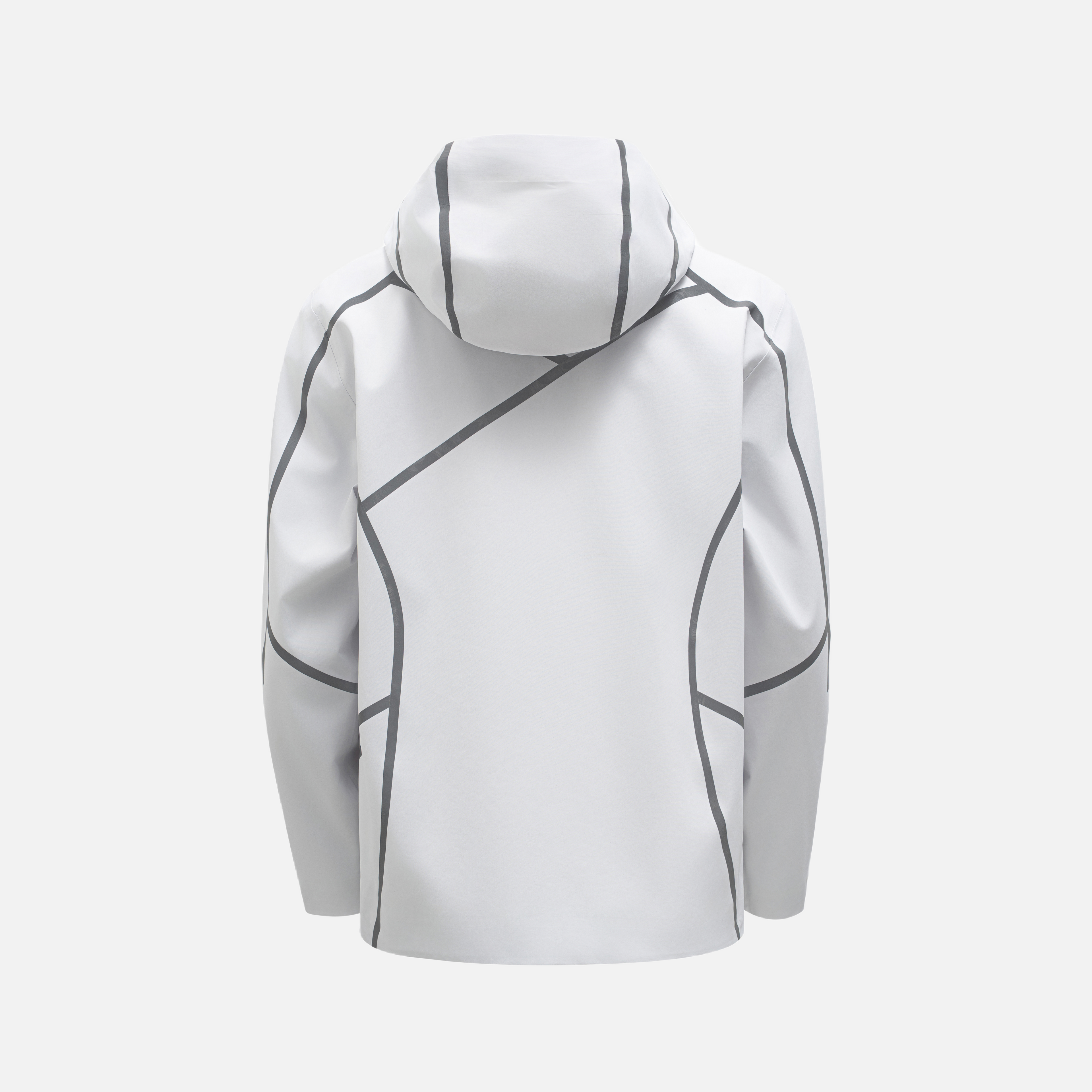 White Reflective Tape Waterproof Hooded Jacket
