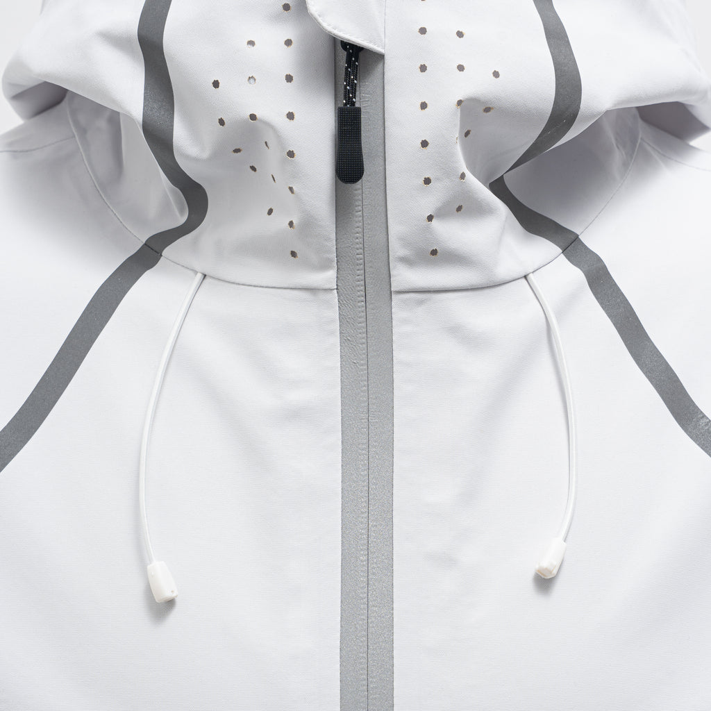 White Reflective Tape Waterproof Hooded Jacket