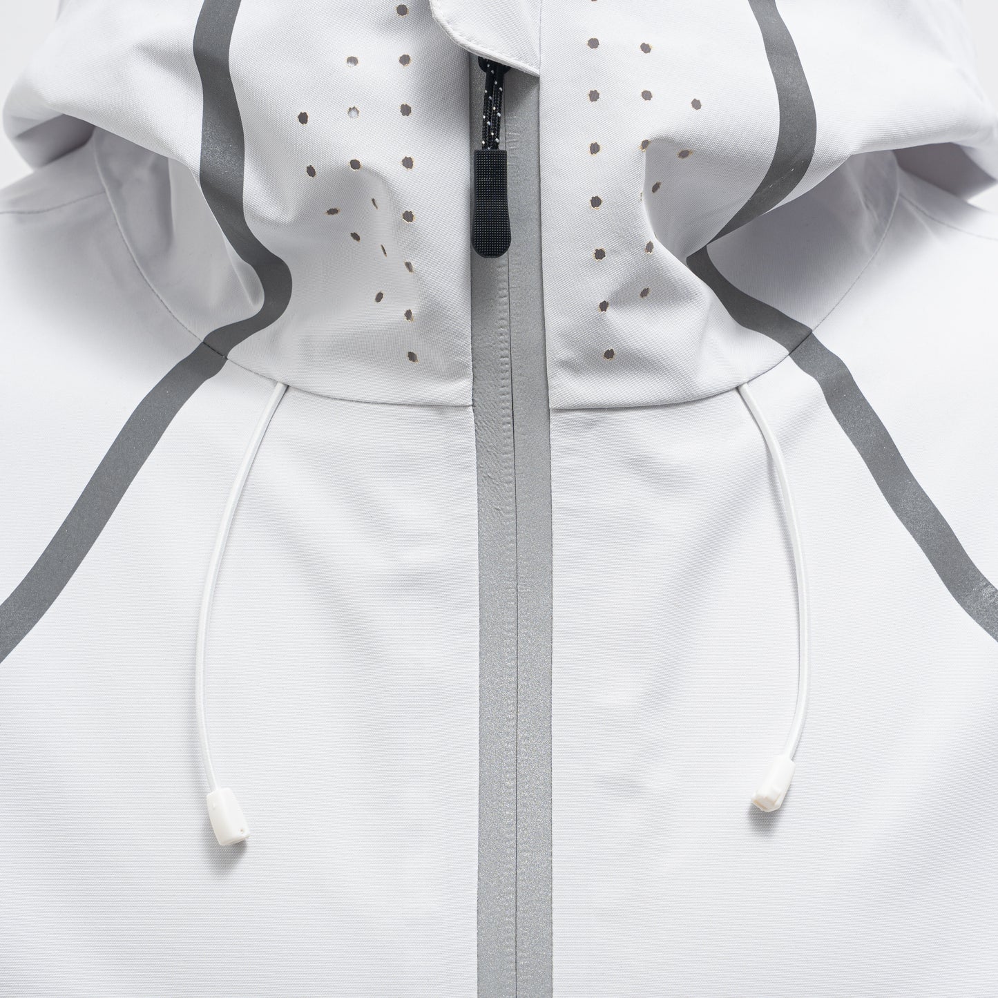White Reflective Tape Waterproof Hooded Jacket