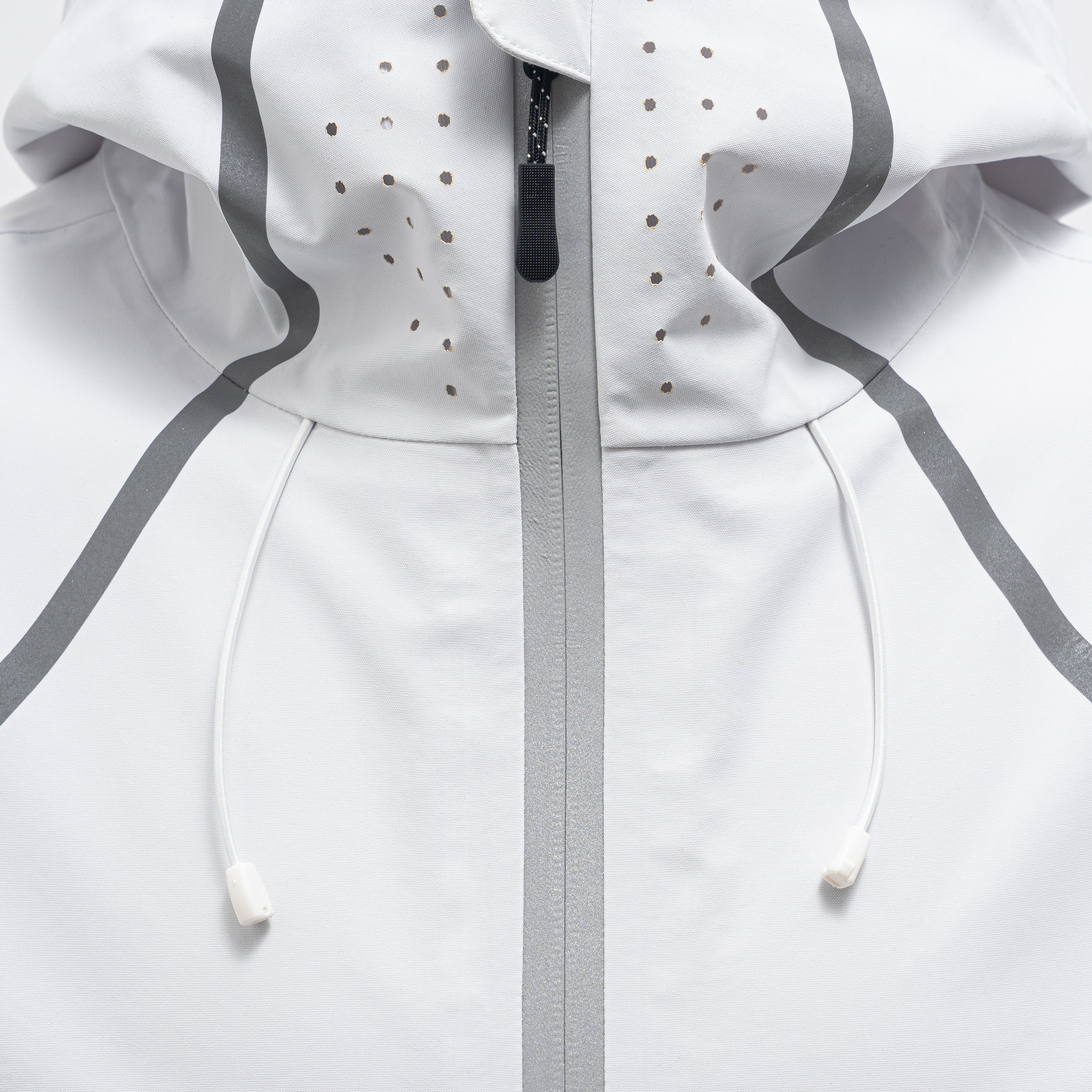 White Reflective Tape Waterproof Hooded Jacket